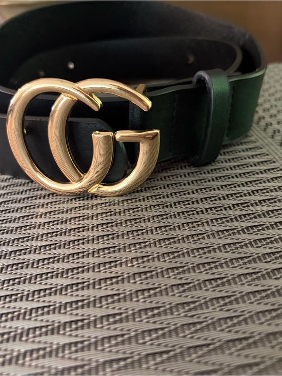 Gucci Accessories - Gucci Black and Green Leather Belt with Gold Double G Buckle